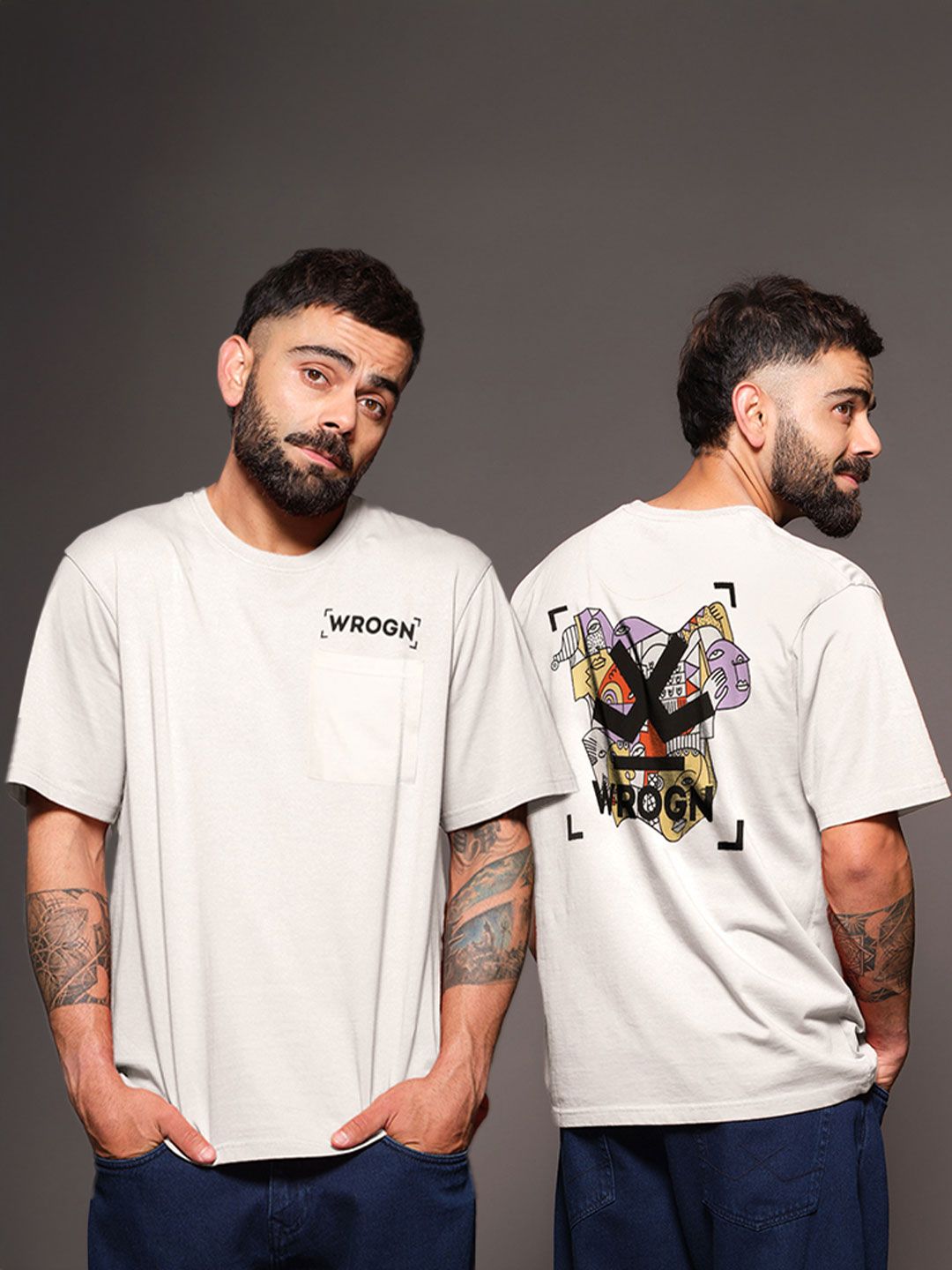 WROGN WROGN Men Graphic Printed Round Neck Cotton Oversized T-shirt