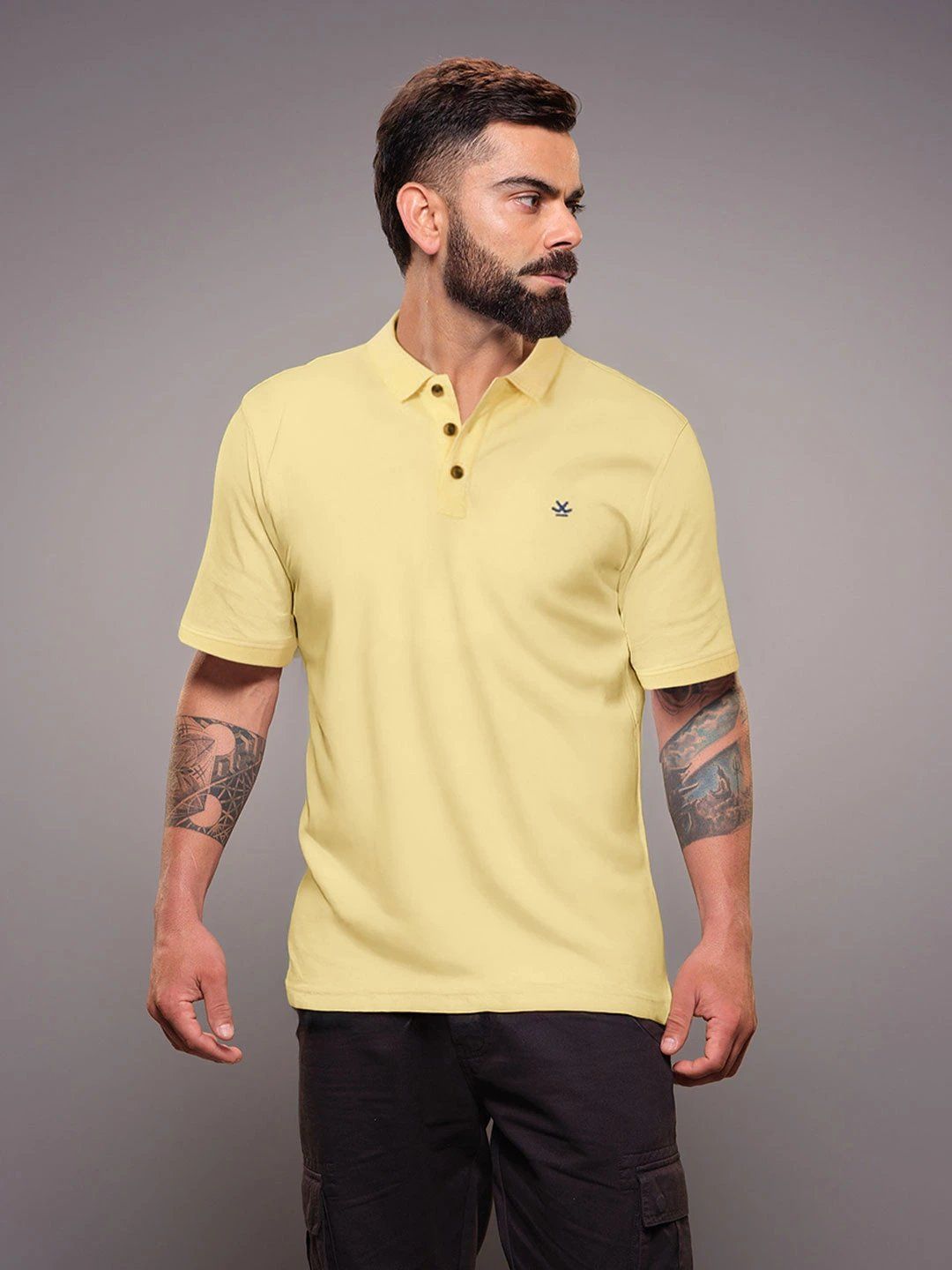 WROGN WROGN Men Solid Polo Collar Elastane Slim Fit T-shirt