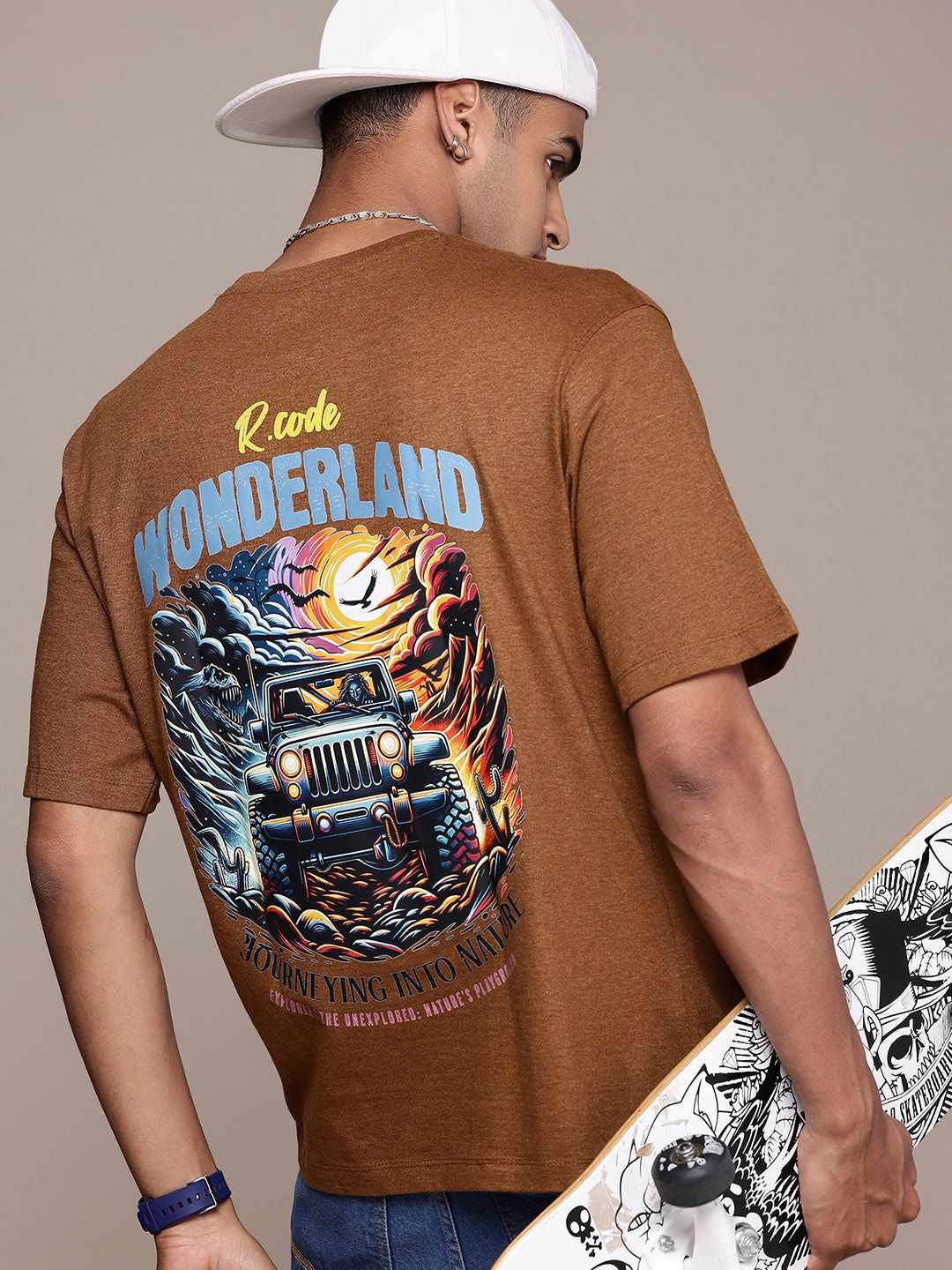 R.Code by The Roadster Life Co. Men Printed Relaxed Fit T-shirt