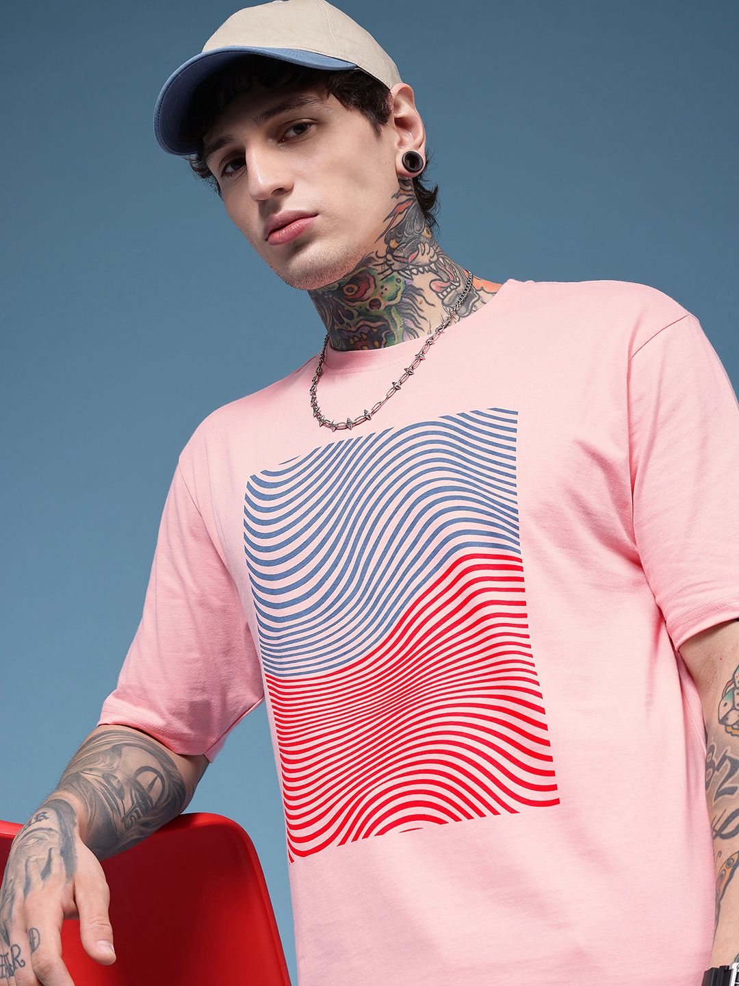 HERE&NOW Abstract Printed Pure Cotton T-shirt