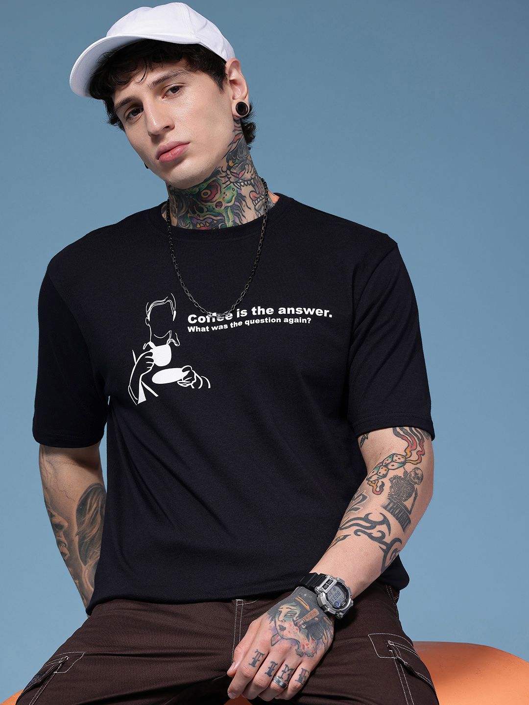 HERE&NOW Typography Printed Pure Cotton T-shirt