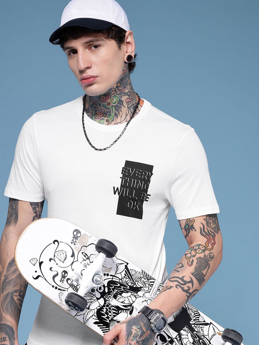 HERE&NOW Typography Printed Pure Cotton T-shirt