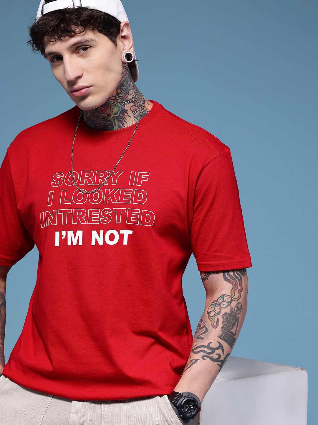 HERE&NOW Typography Printed Pure Cotton T-shirt