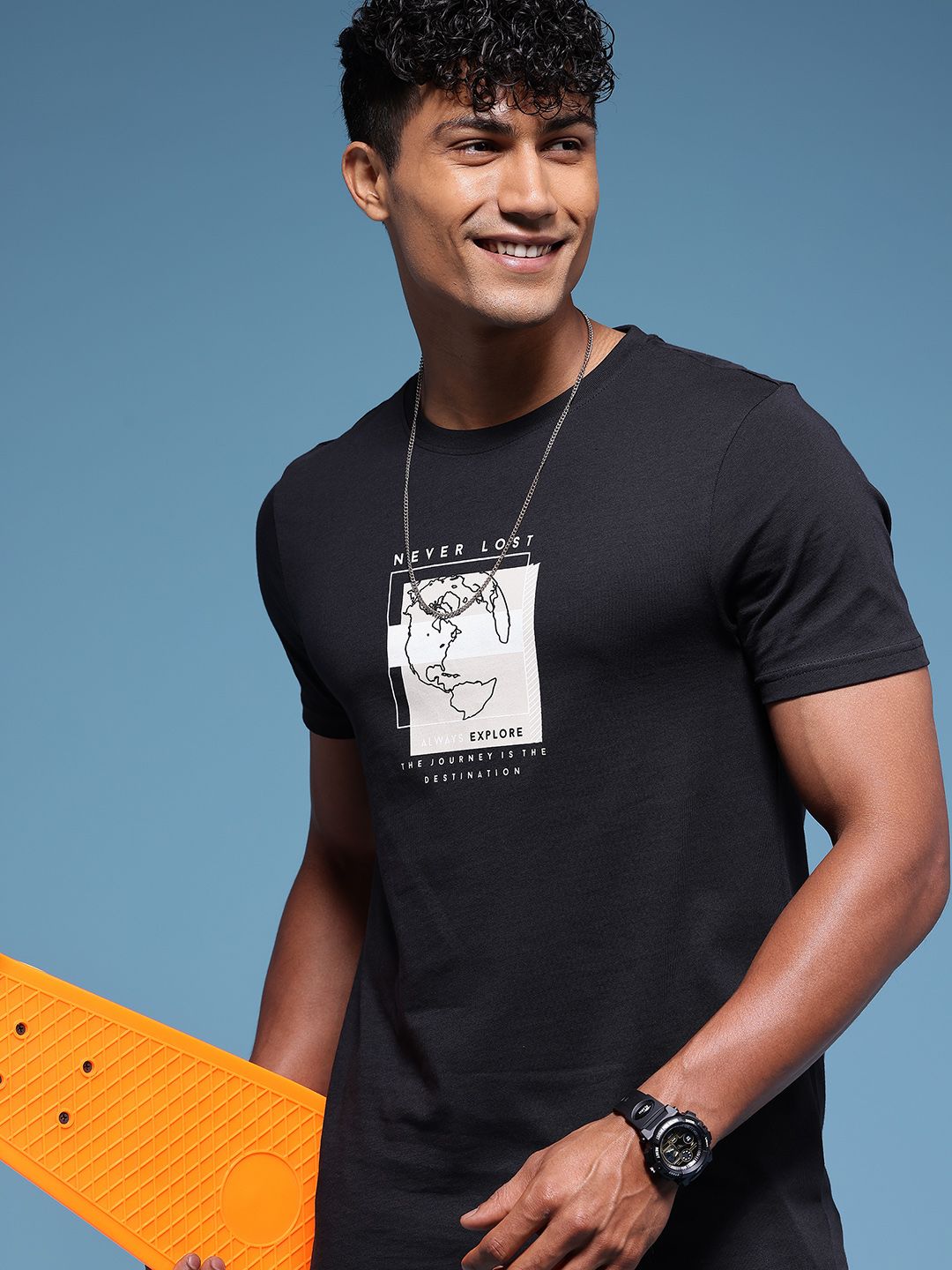 HERE&NOW Graphic Printed Pure Cotton T-shirt