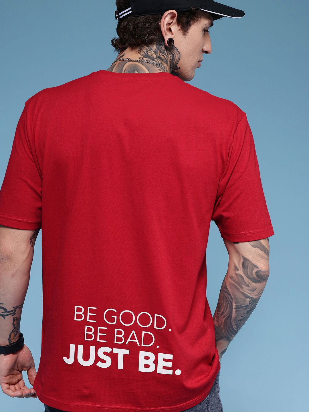 HERE&NOW Pure Cotton Typography Printed T-shirt