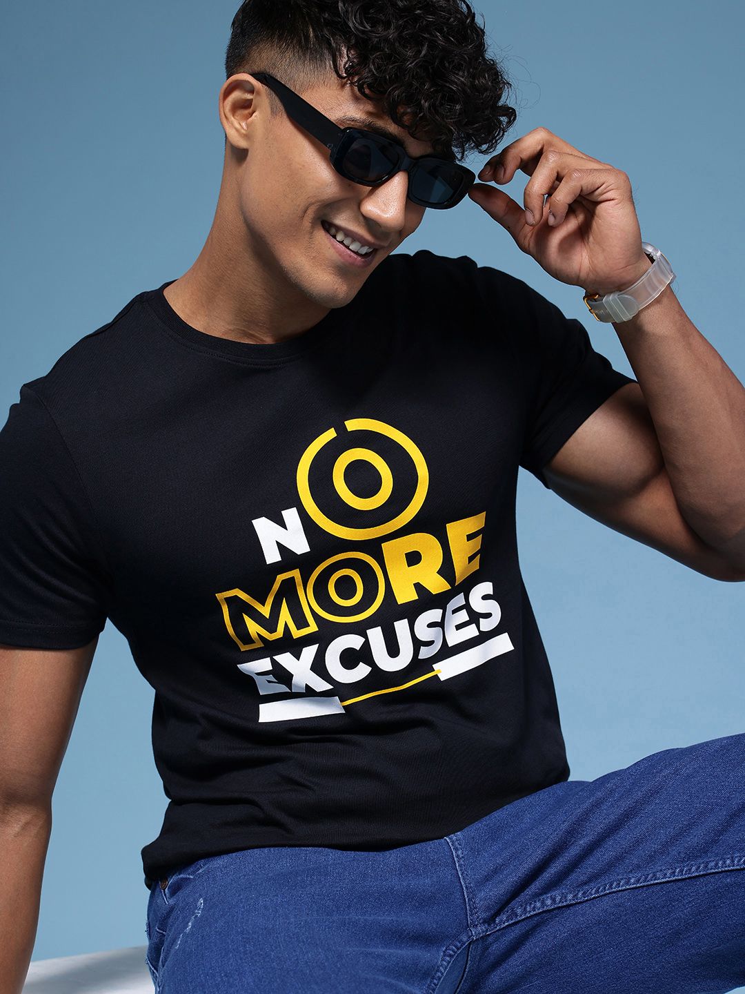 HERE&NOW Pure Cotton Typography Printed T-shirt