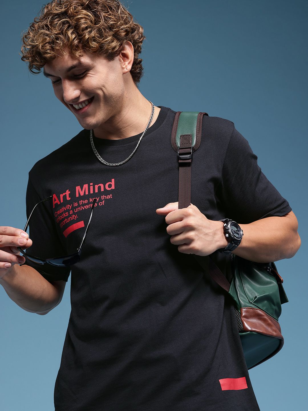 HERE&NOW Pure Cotton Typography Printed T-shirt