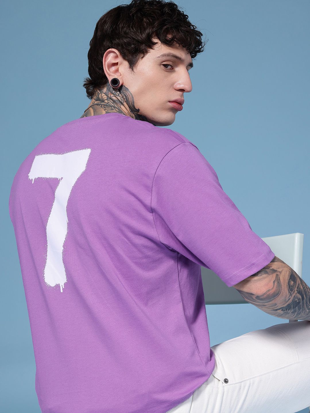 HERE&NOW Relaxed Fit Typography Printed Pure Cotton T-shirt