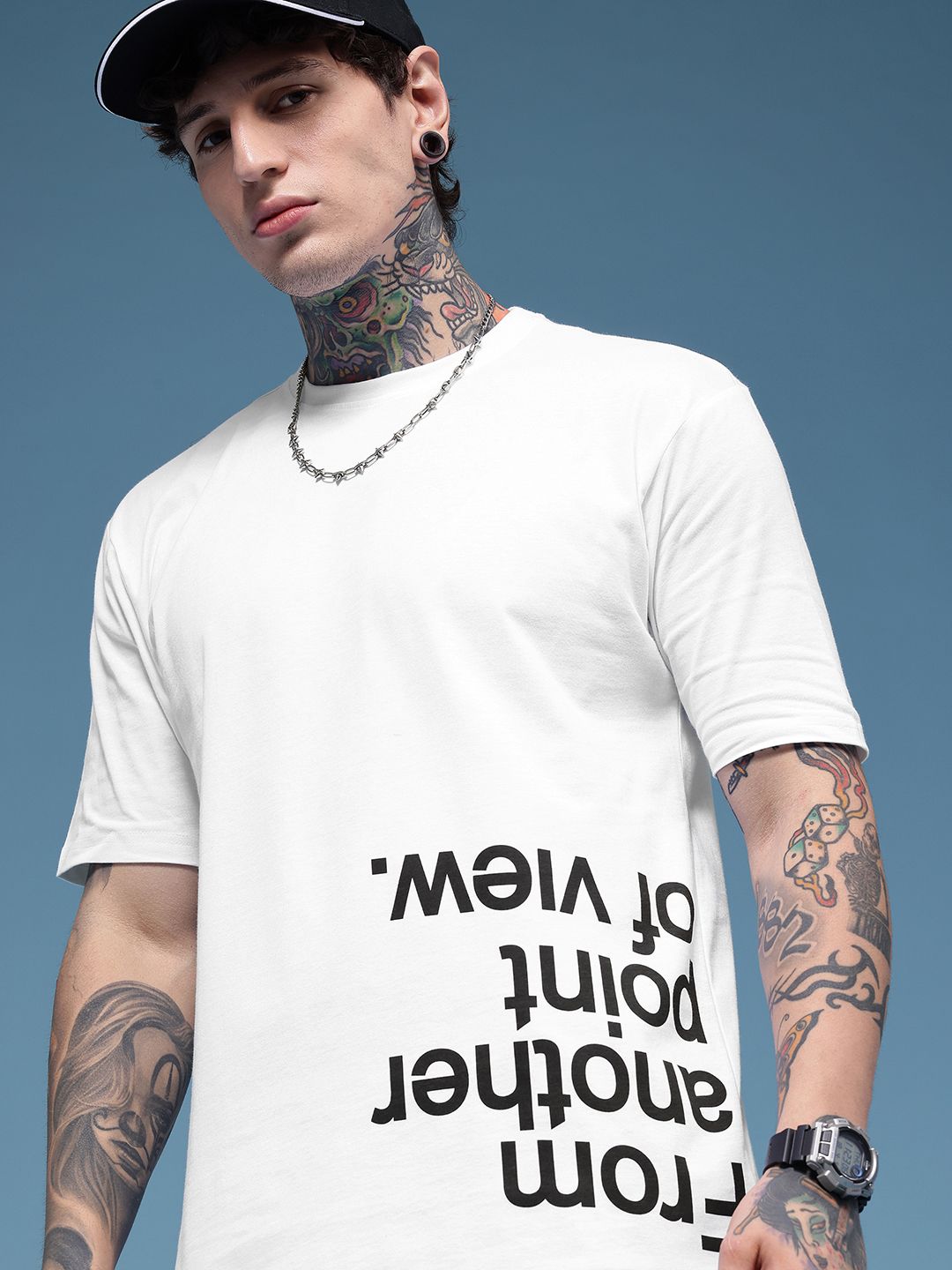 HERE&NOW Typography Printed Pure Cotton Relaxed Fit T-shirt