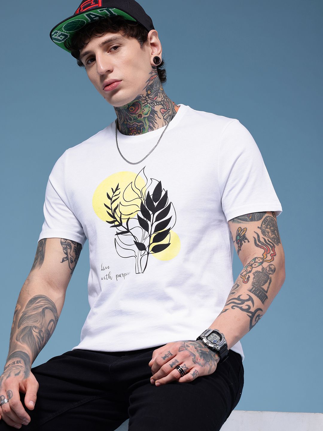 HERE&NOW Graphic Printed Pure Cotton T-shirt