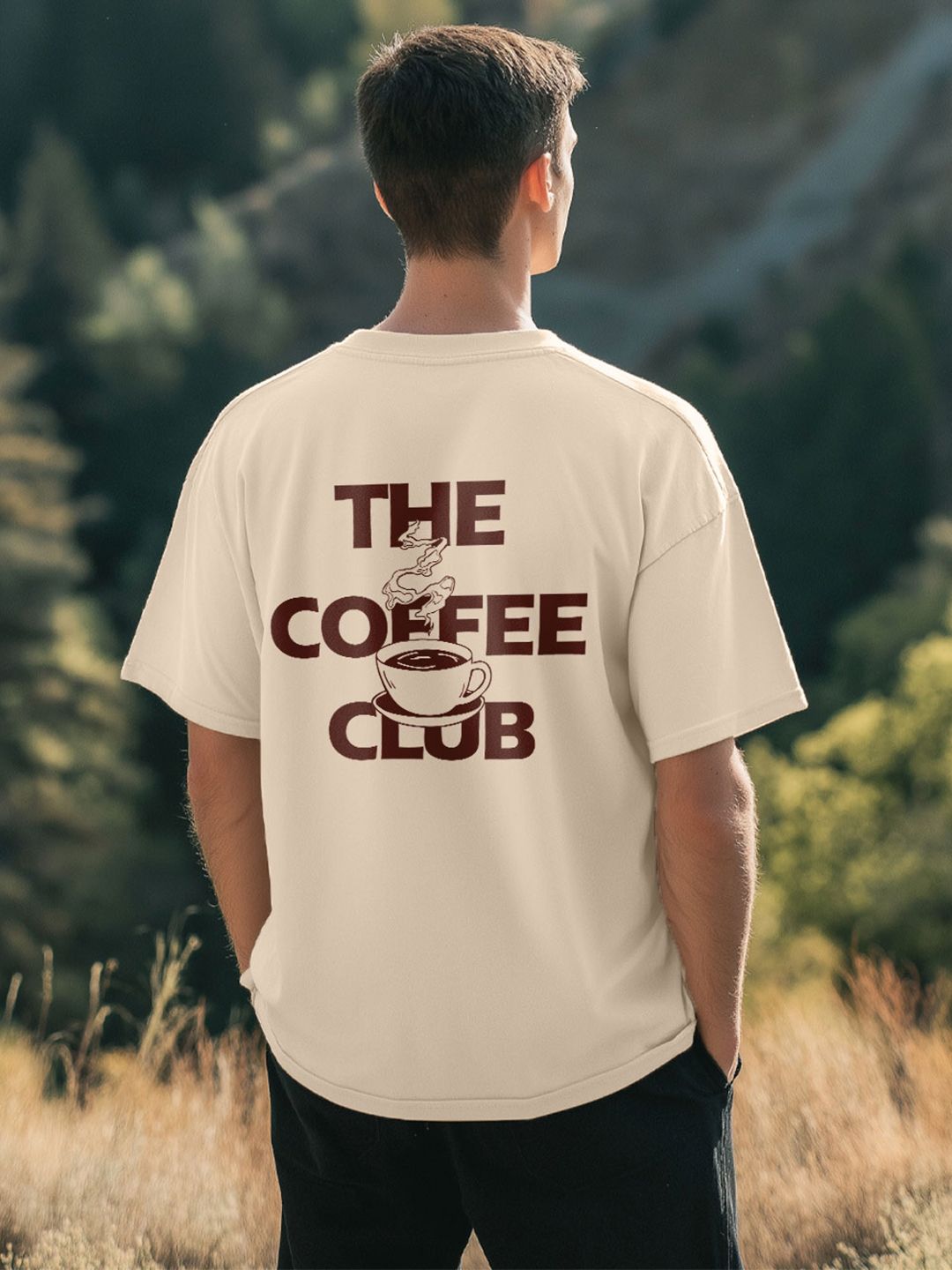 NOBERO Men Typography Printed Round Neck Cotton Oversized T-shirt