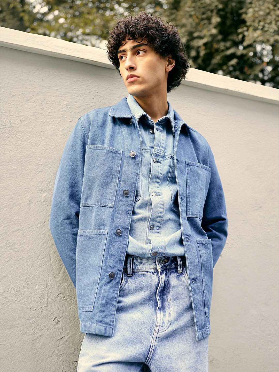 RARE RABBIT Men Washed Jacket with Embroidered