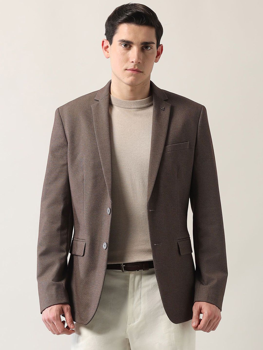 Arrow Slim-Fit Textured Single-Breasted Notched Lapel Collar Formal Blazers