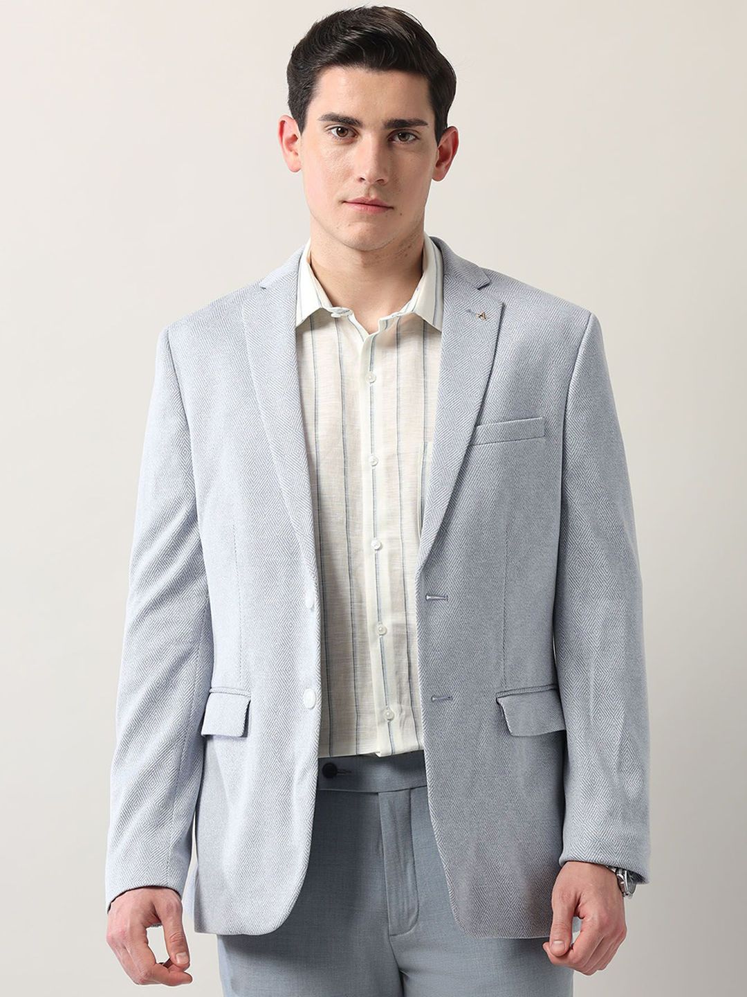 Arrow Slim-Fit Self Design Single-Breasted Notched Lapel Collar Formal Blazers