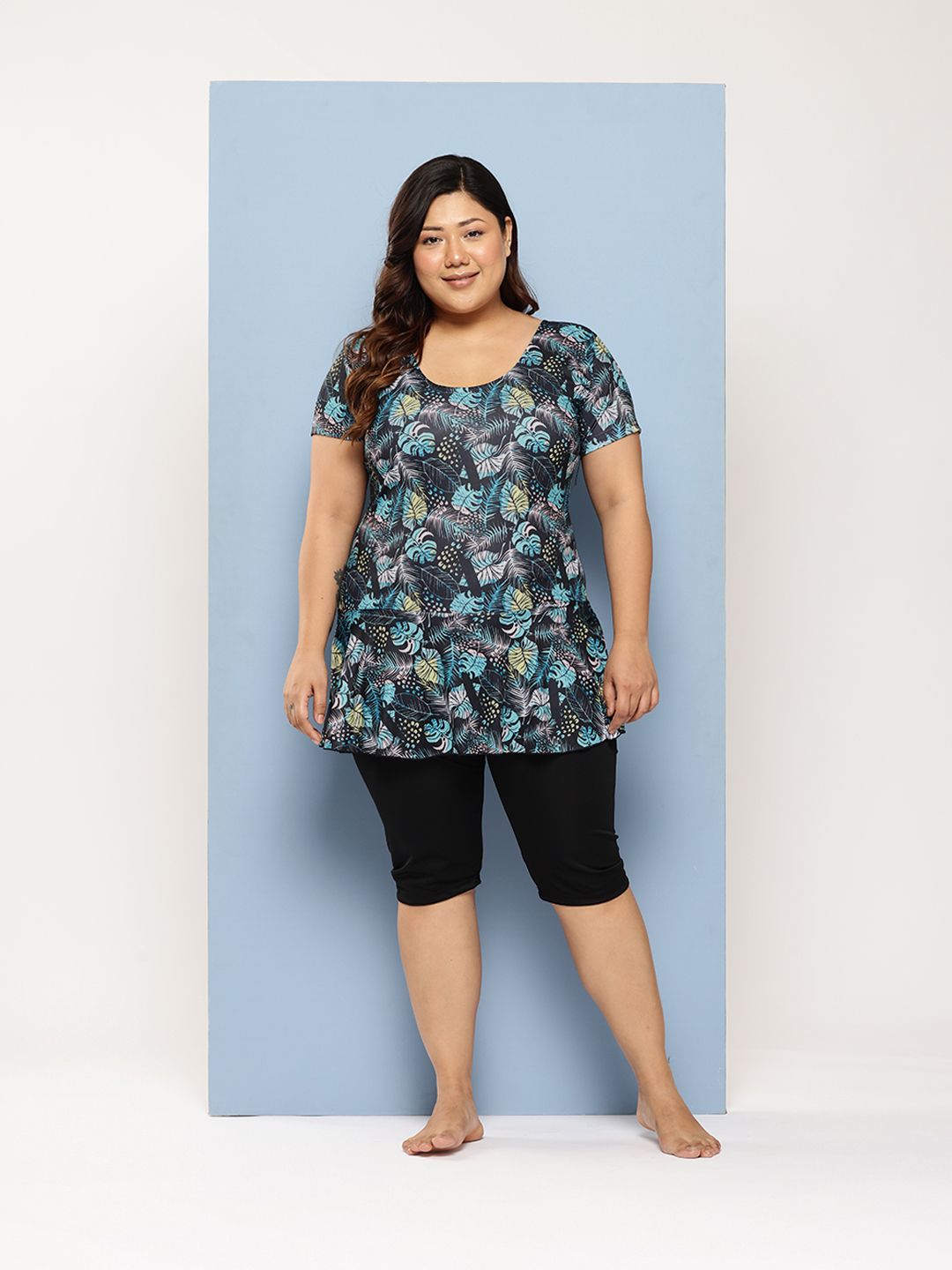 Aarika Plus Size Floral Printed Swimming Dress