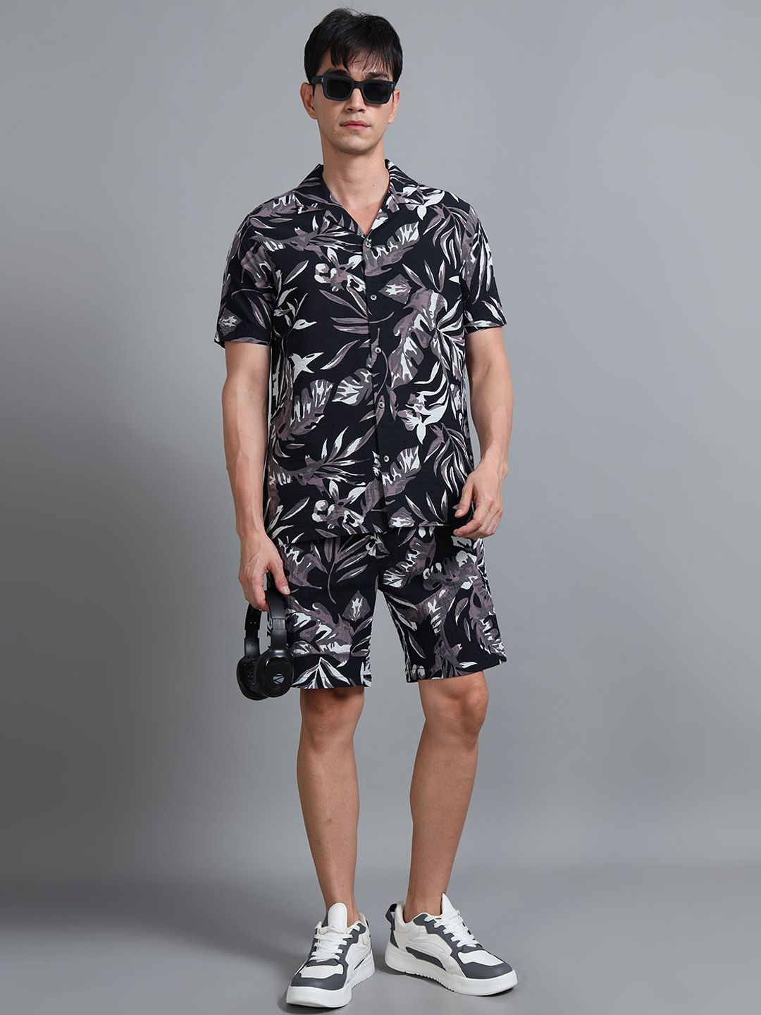 StitchX StitchX Men Cotton Printed Beach Shirt & Short Co Ord Set