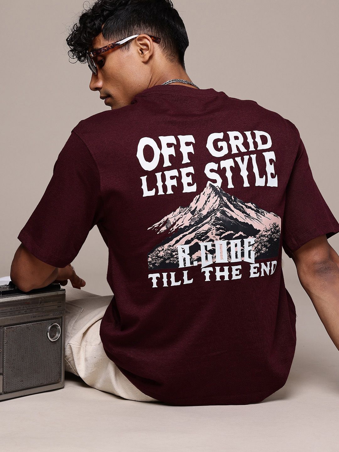 R.Code by The Roadster Life Co. Typography Printed Relaxed Fit T-shirt