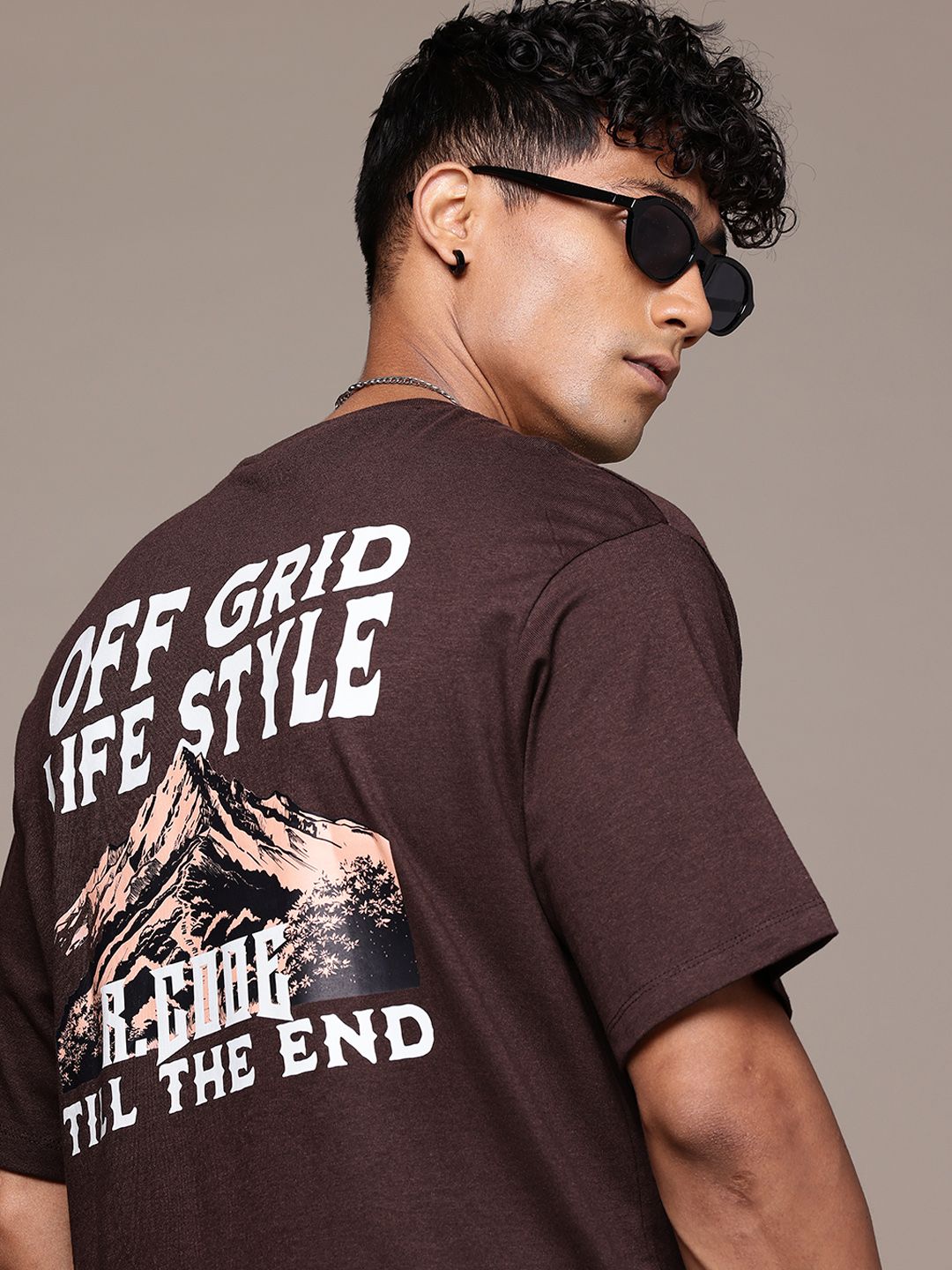 R.Code by The Roadster Life Co. Men Typography Printed Relaxed Fit T-shirt