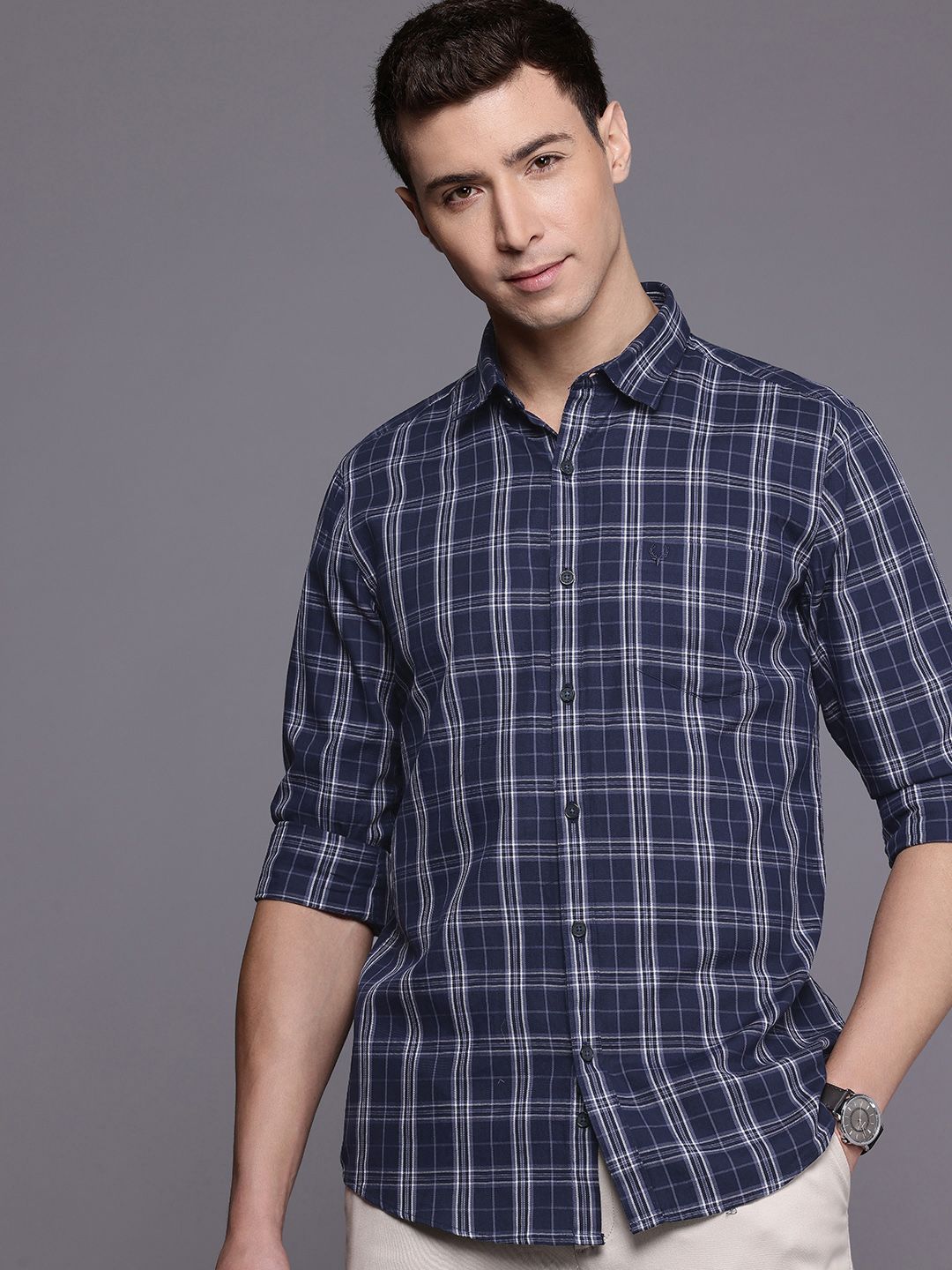 Allen Solly Allen Solly Modern Fit Opaque Checked Pure Cotton Casual Shirt