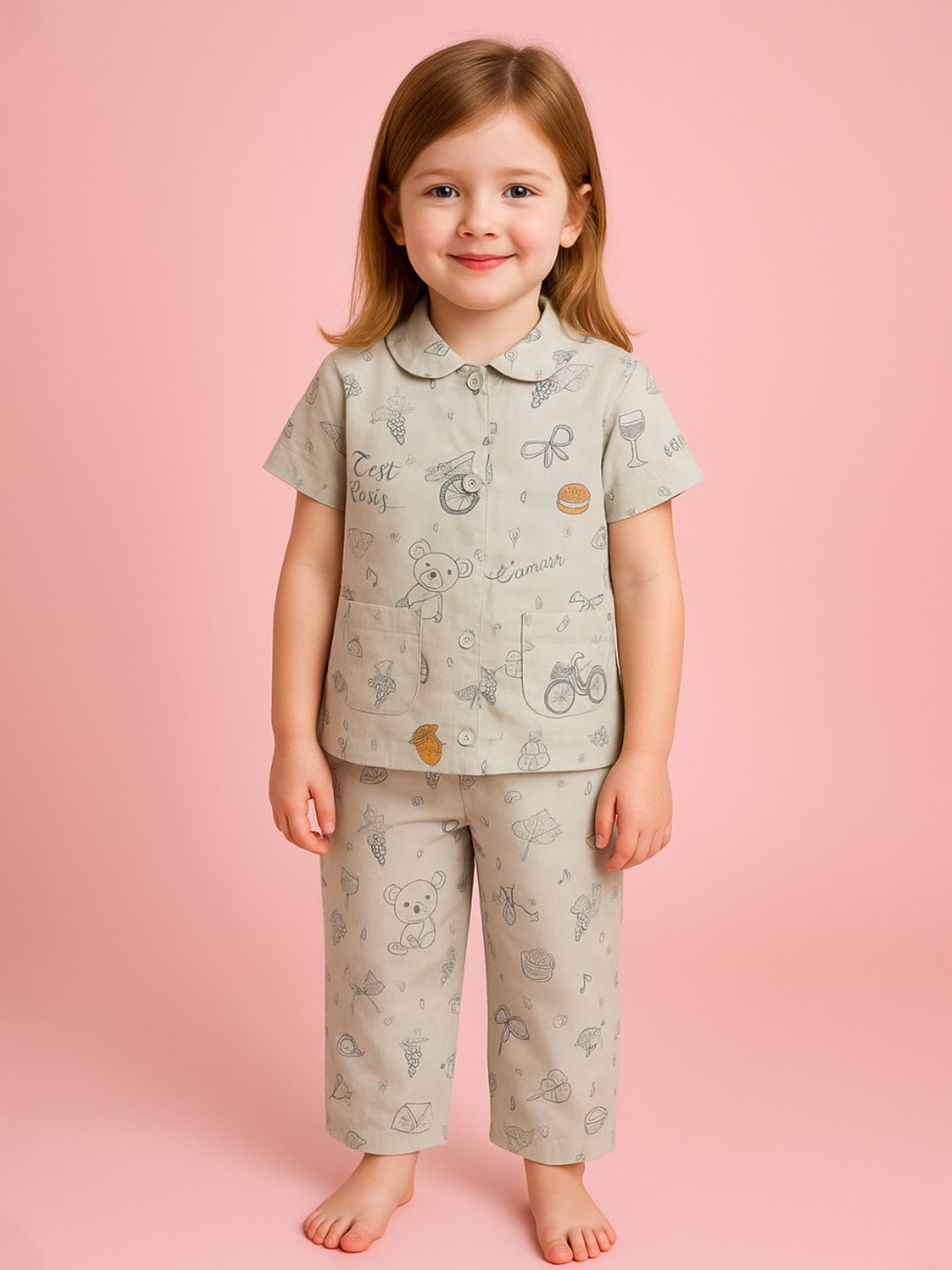 NAUTI KIDZ Pure Woven Cotton Night Suit Set
