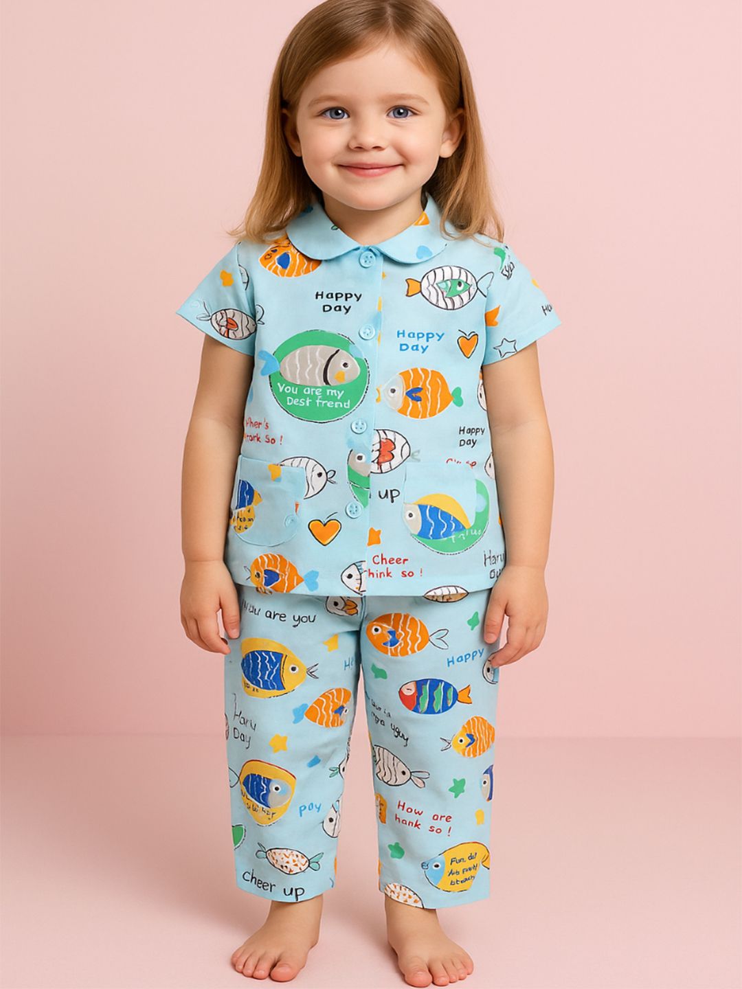 NAUTI KIDZ Pure Woven Cotton Night Suit Set