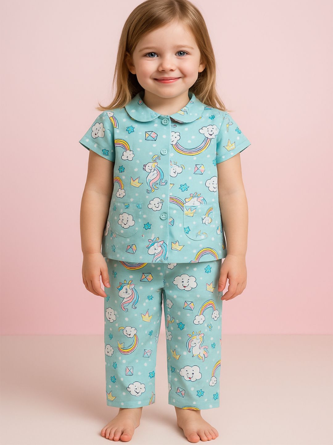 NAUTI KIDZ Pure Woven Cotton Night Suit Set