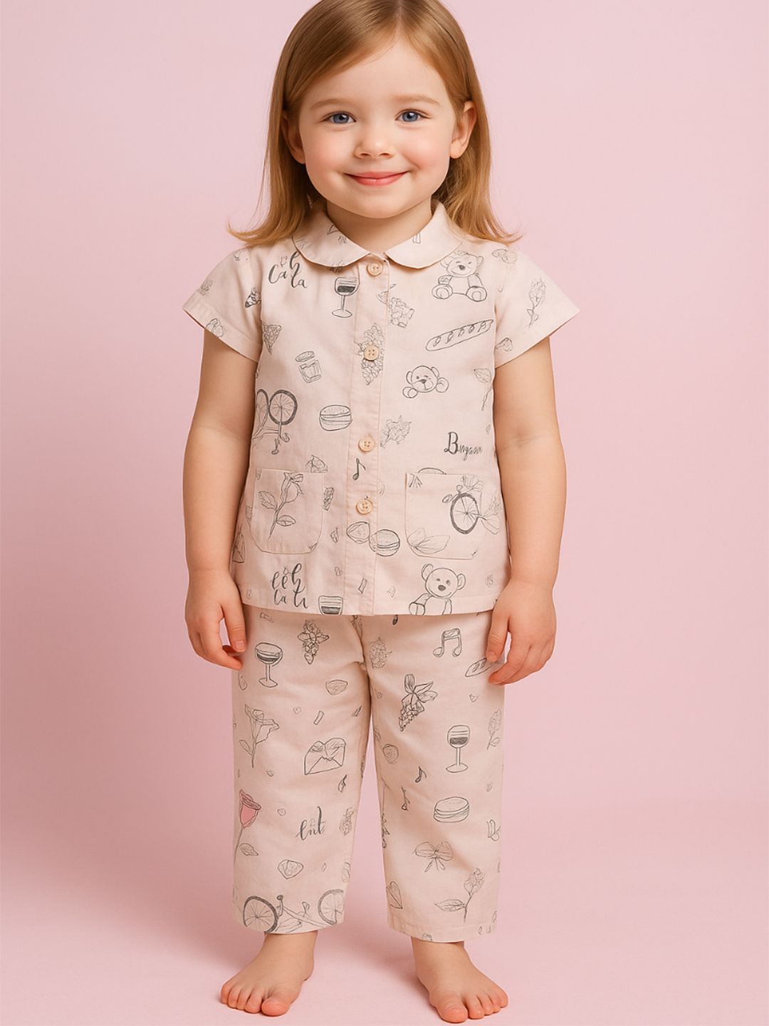 NAUTI KIDZ Pure Woven Cotton Night Suit Set