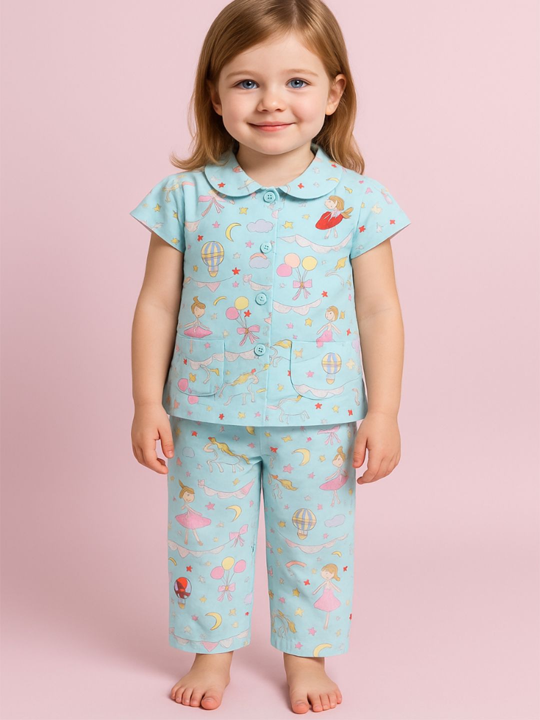 NAUTI KIDZ Pure Woven Cotton Night Suit Set