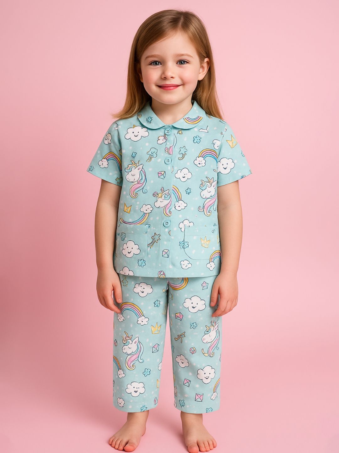 NAUTI KIDZ Pure Woven Cotton Night Suit Set