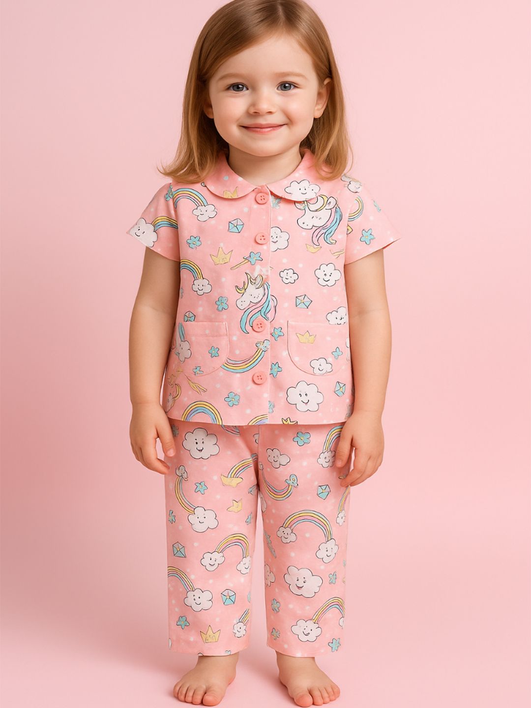 NAUTI KIDZ Pure Woven Cotton Night Suit Set