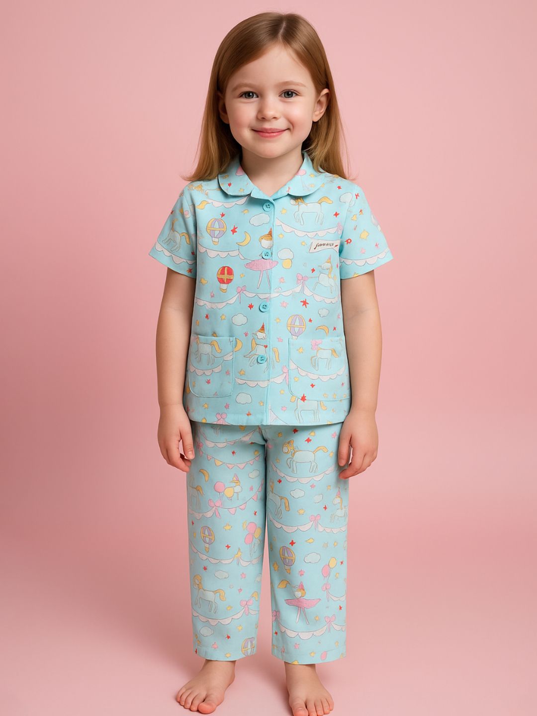 NAUTI KIDZ Pure Woven Cotton Night Suit Set