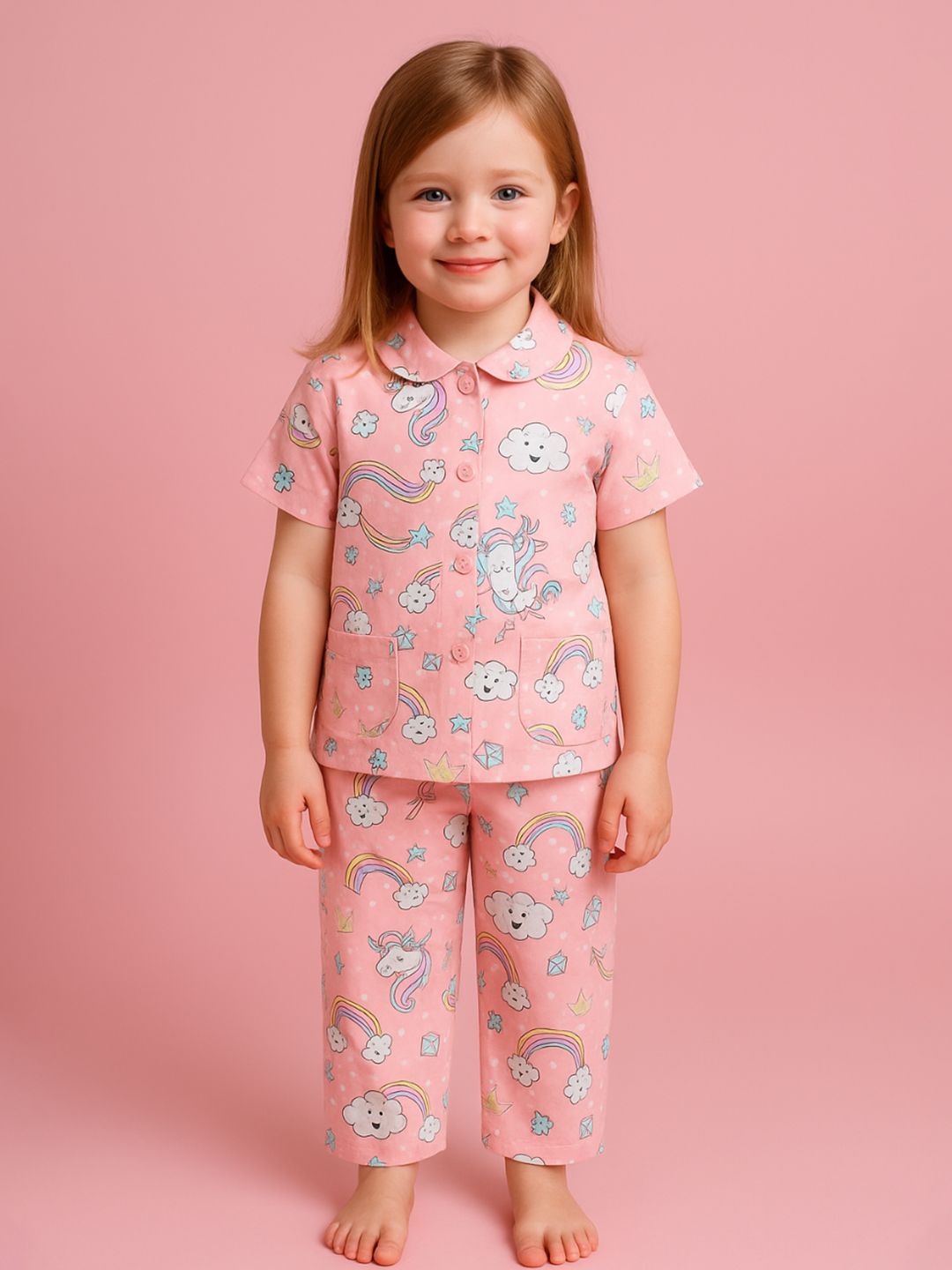 NAUTI KIDZ Pure Woven Cotton Night Suit Set