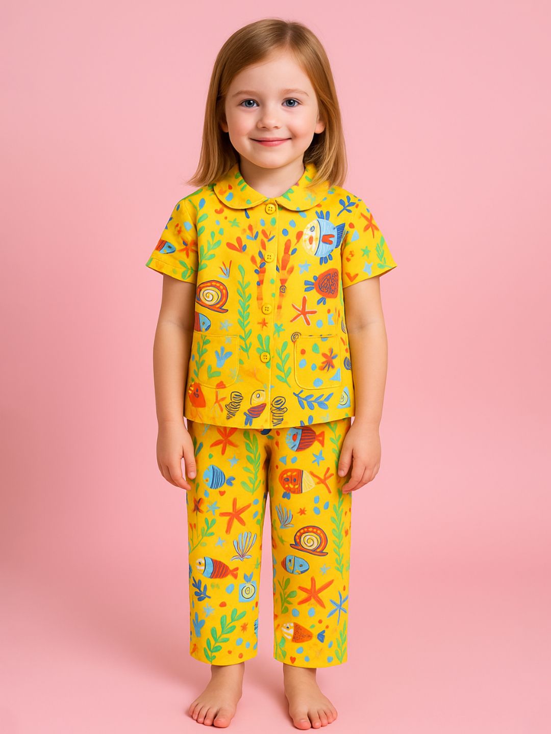 NAUTI KIDZ Pure Woven Cotton Night Suit Set