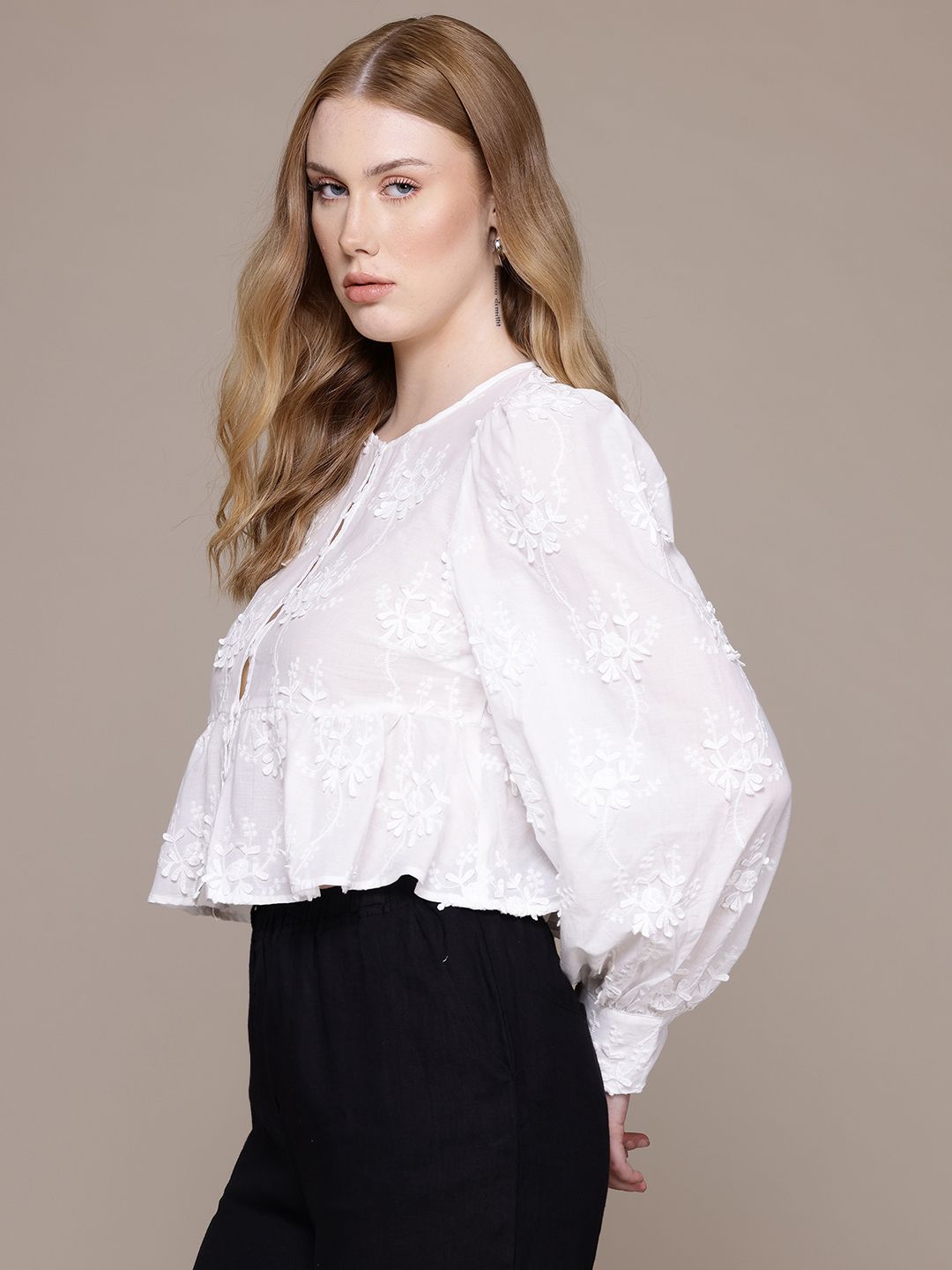 Floral Embroidered Cotton Top