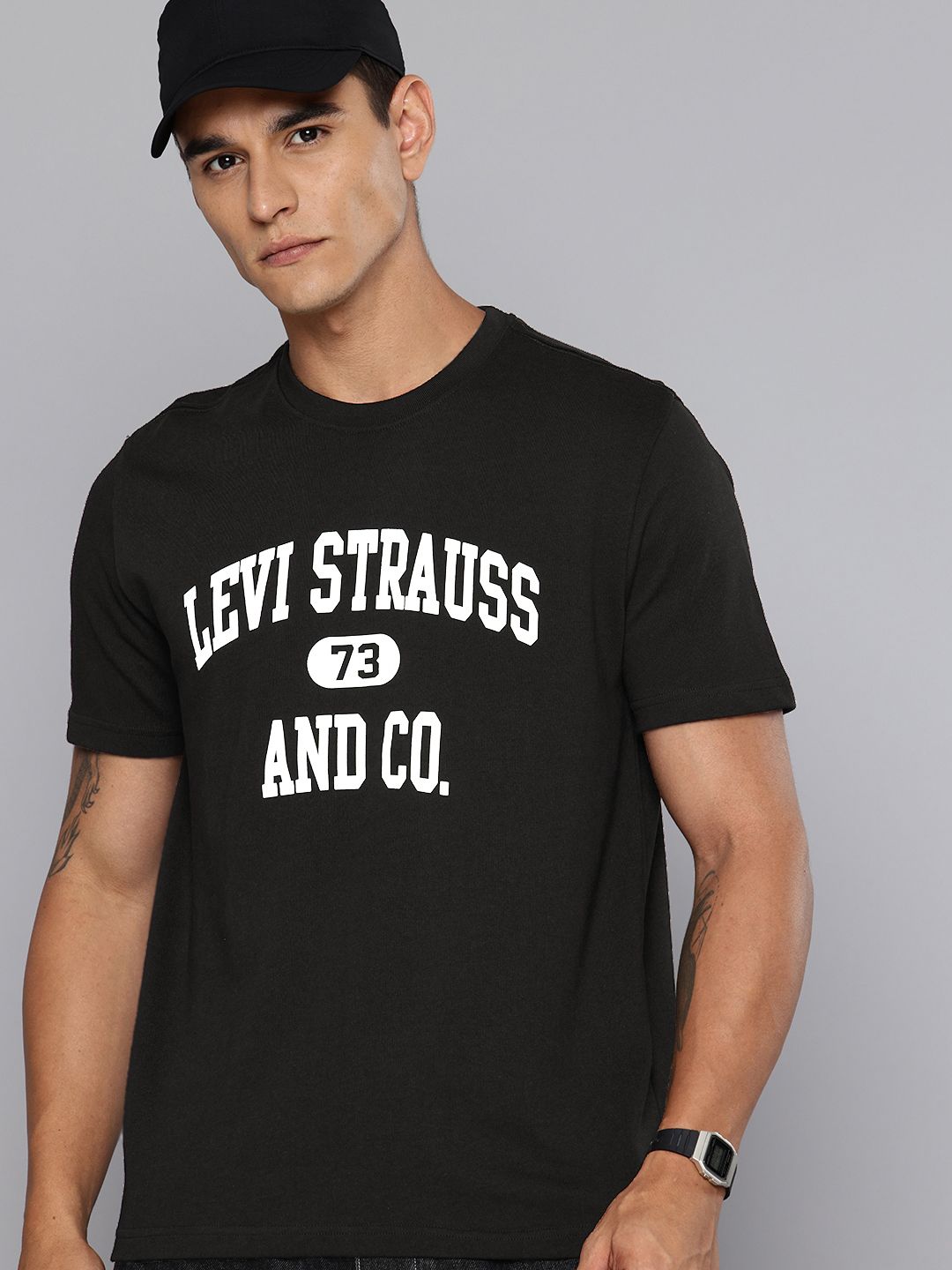Levis Brand Logo Printed Monochrome Pure Cotton T-shirt