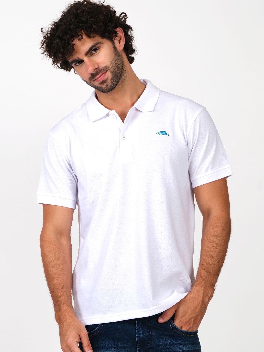 PERF Men Polo Collar Monochrome T-shirt