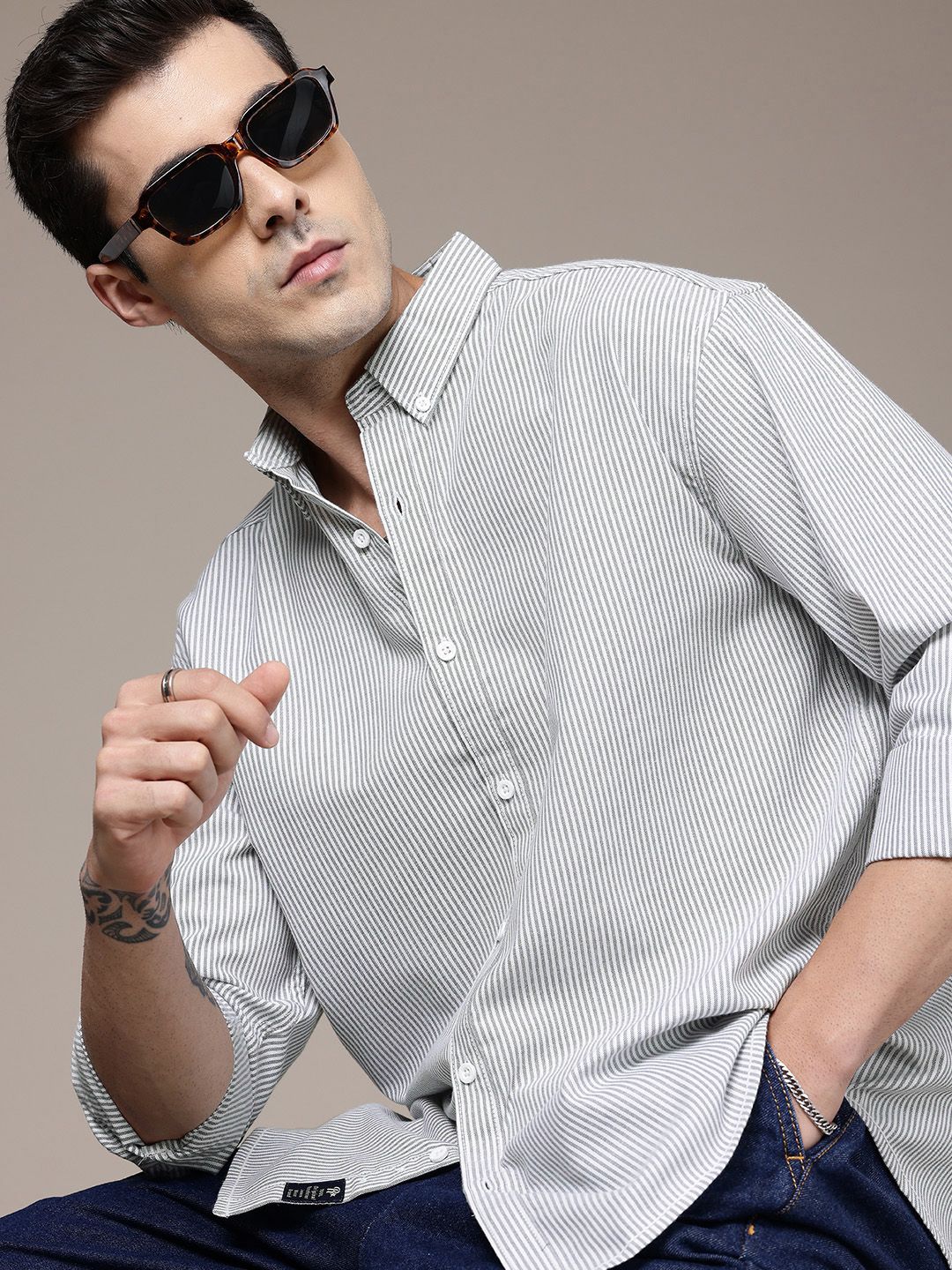 Buy Roadster Relaxed Fit Striped Casual Shirt - Shirts for Men
