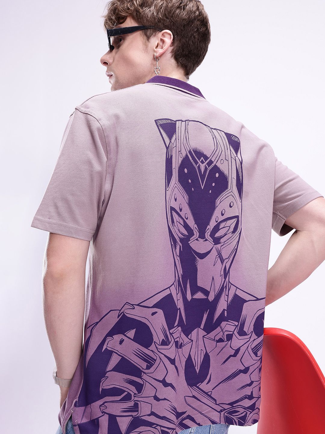 Kook N Keech Marvel Men Black Panther Printed Oversized T-shirt