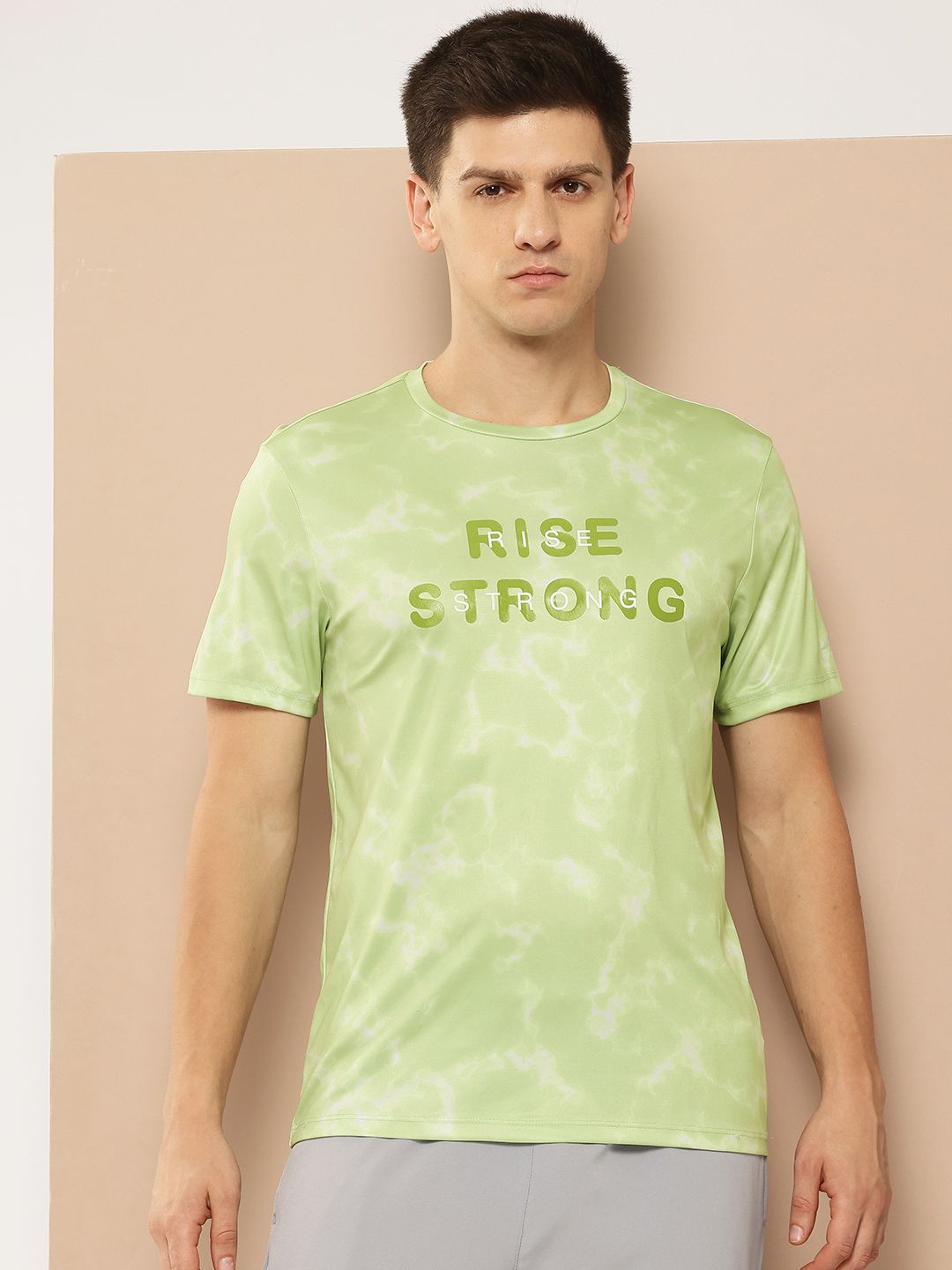 Alcis Tie & Dye Typography Printed Dri-FIT T-shirt