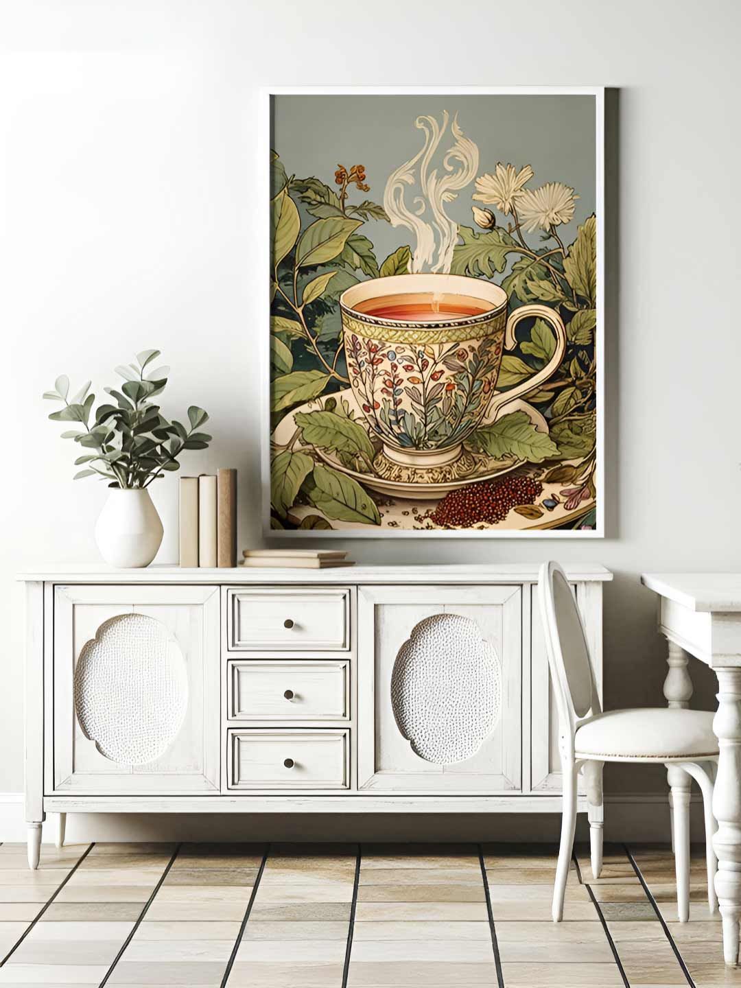 Sassyco Green & Blue 1 Piece Canvas Floral and Botanical Wall Paintings