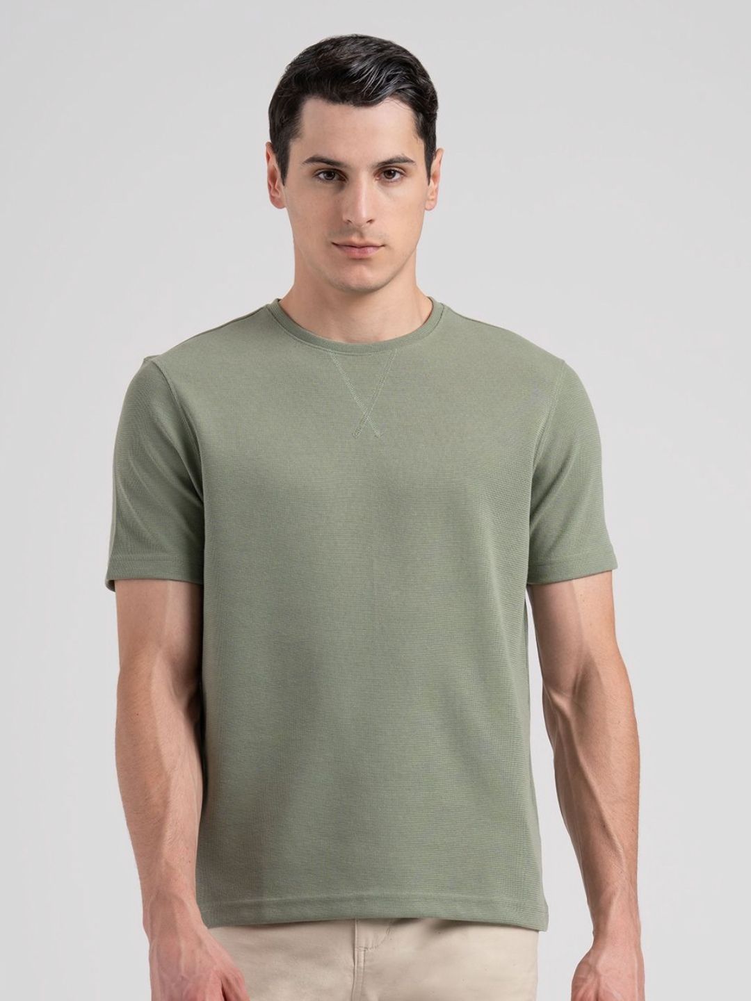 Red Tape Men Structure Round Neck Stretchable T-Shirt