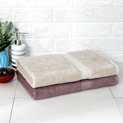 Quirky Home Rise N Shine Solid Cotton 500GSM Super Soft 2PCs Adult Regular Bath Towel