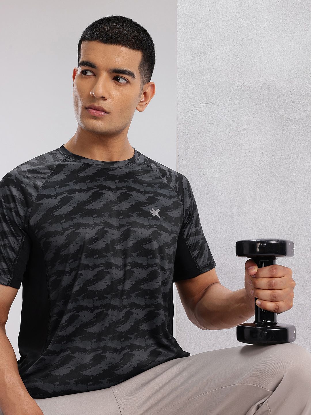 HRX by Hrithik Roshan HRX by Hrithik Roshan Abstract Print Rapid-Dry Training T-shirt
