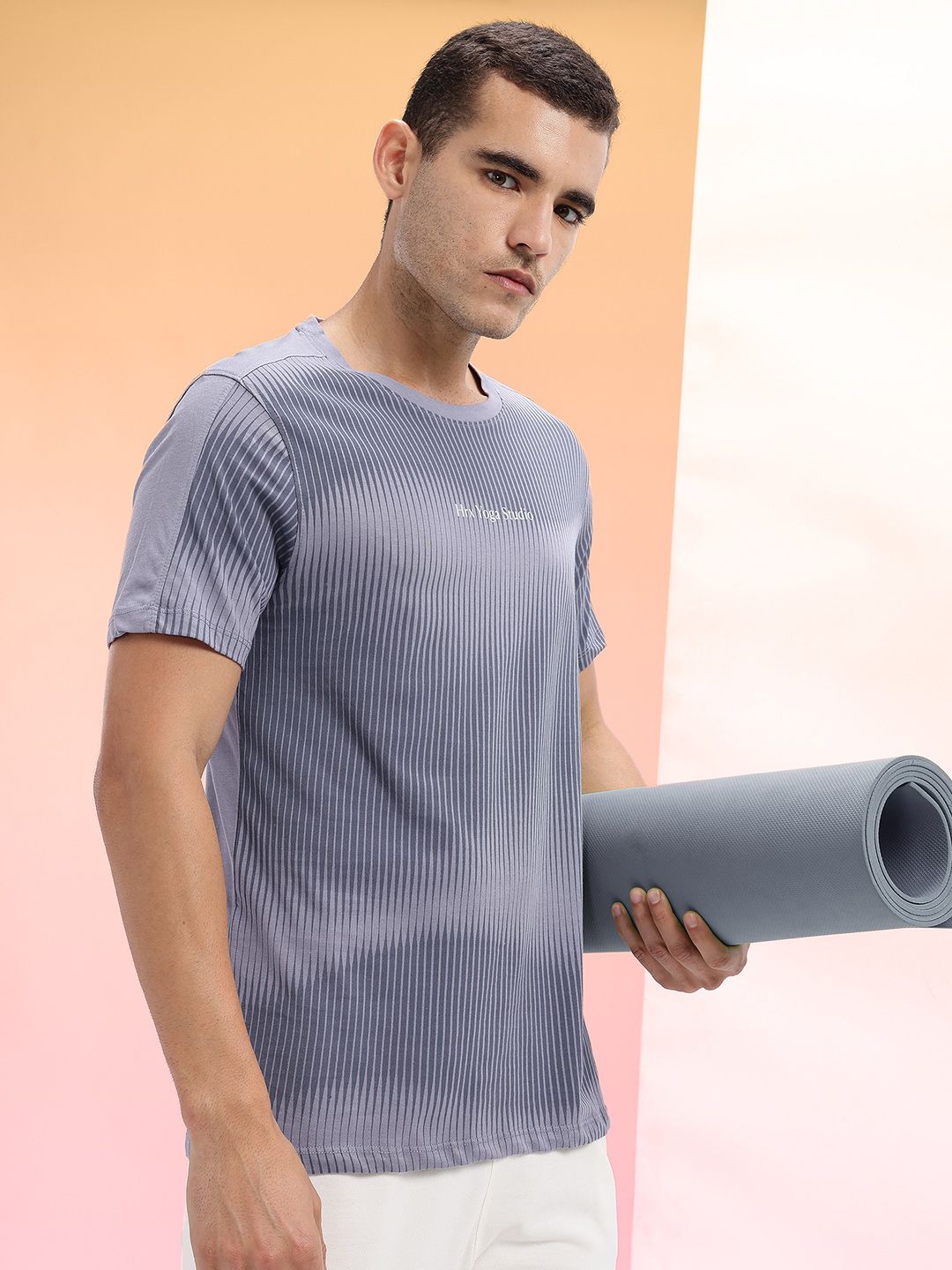 HRX by Hrithik Roshan Abstract Printed Pure Cotton Yoga T-shirt