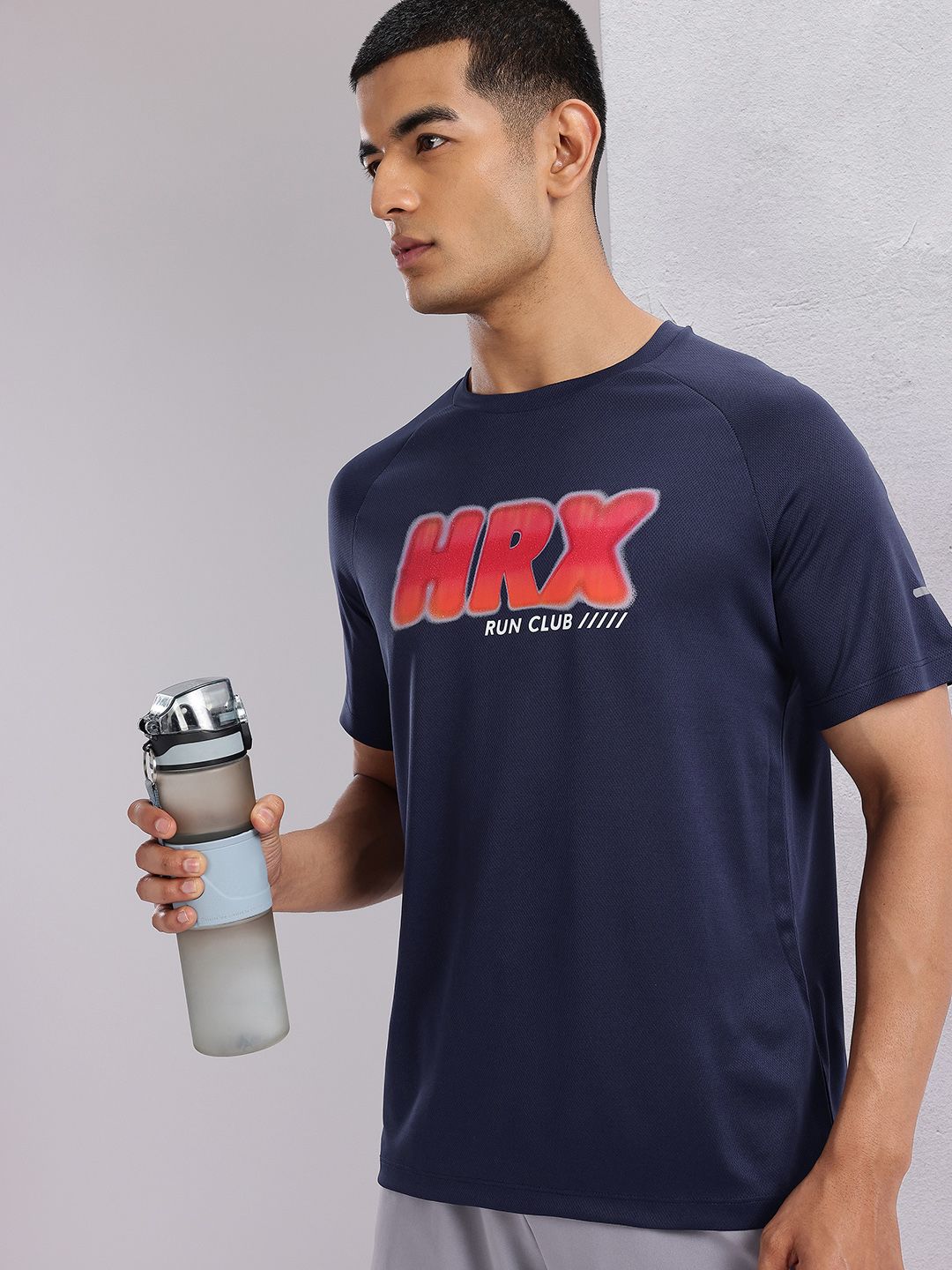 HRX by Hrithik Roshan Brand Logo Print Raglan Sleeves Rapid-Dry Running T-shirt