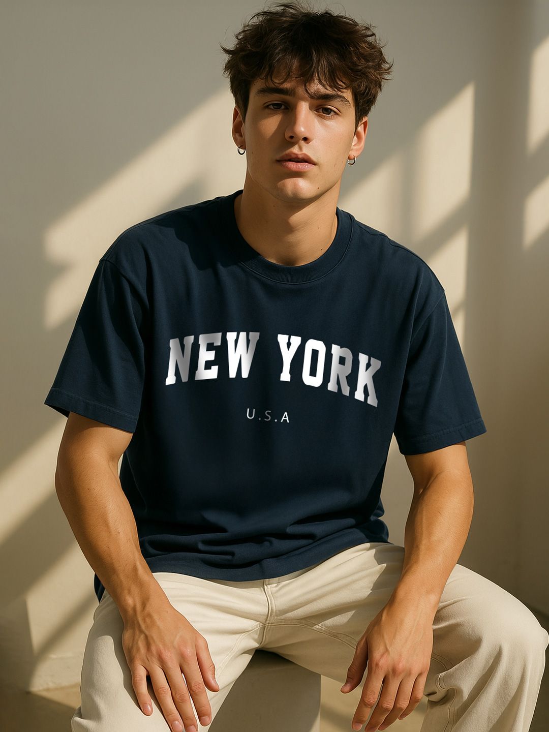 VEIRDO Men Typography Printed Pure Cotton T-shirt