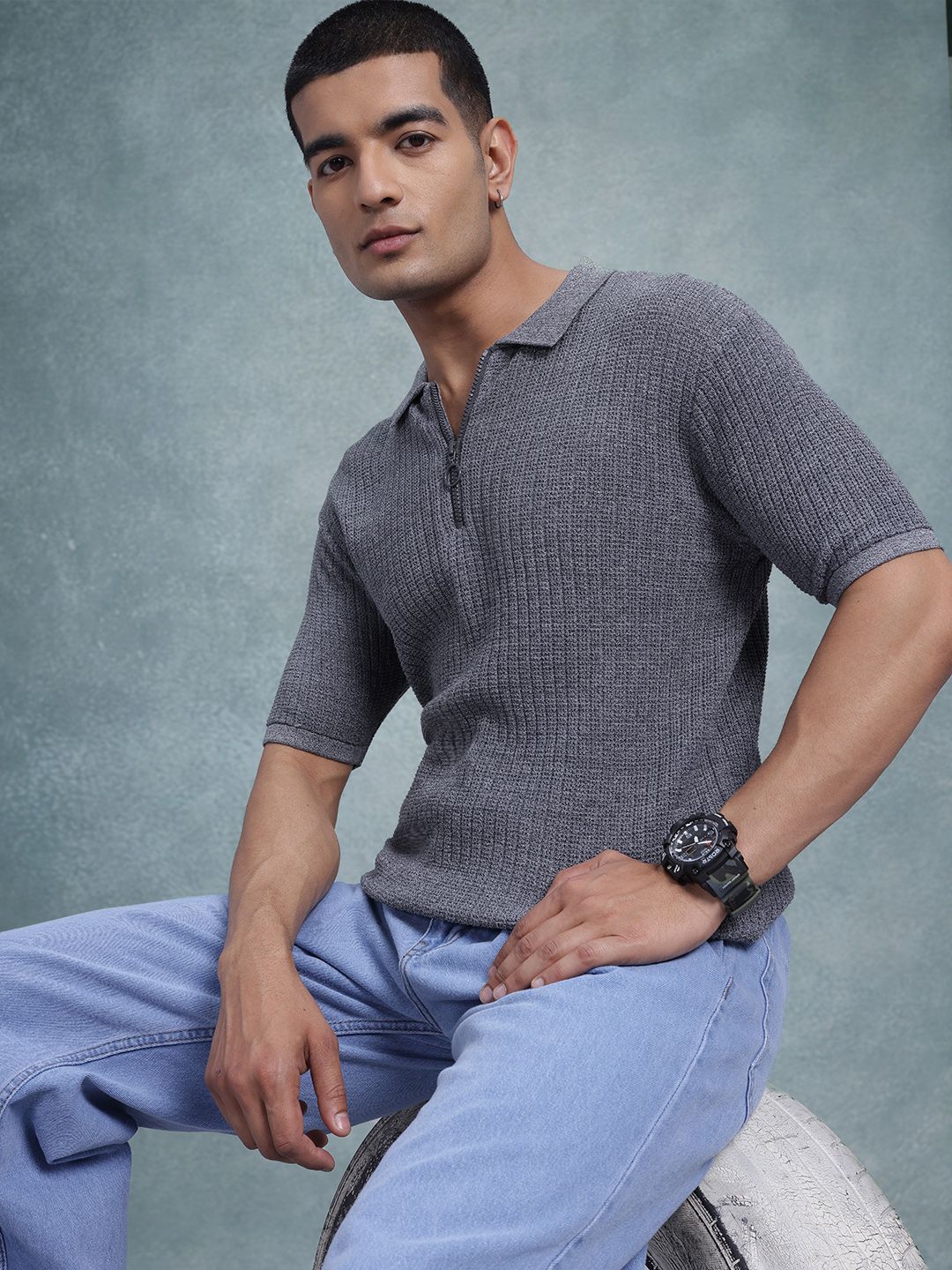The Roadster Lifestyle Co. Men Polo Collar Pure Cotton T-shirt
