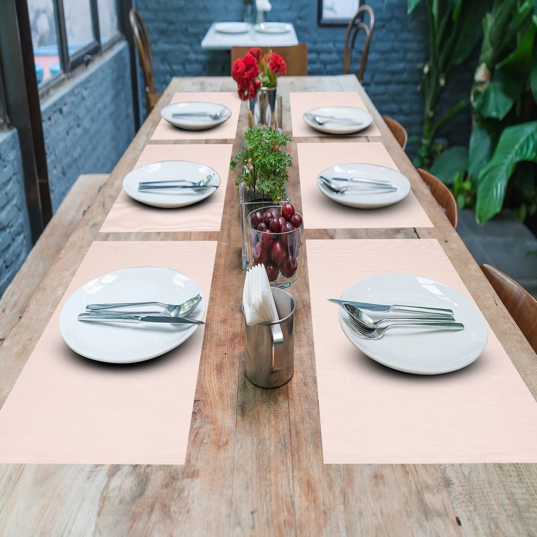 PRAKARTIK 6-Pcs Pink Cotton Table Placemats
