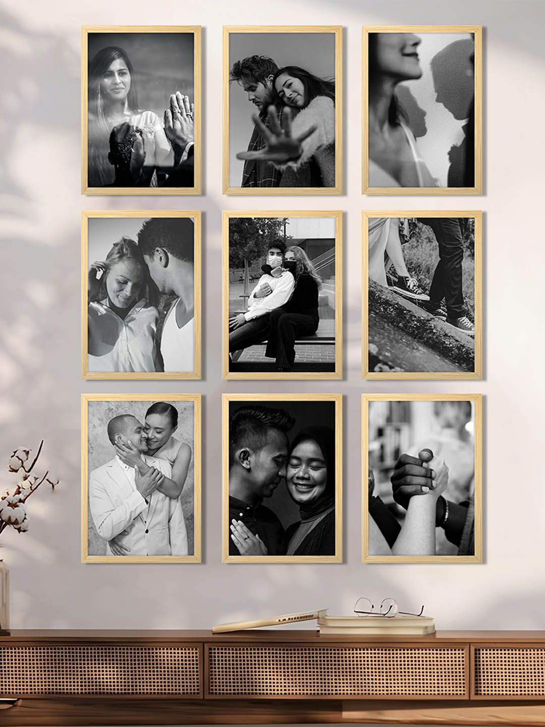 Art Street Art Street Beige 9 Pieces Wood Wall Photo Frames