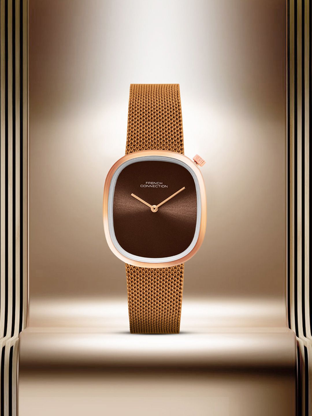 French Connection Women Embellished Dial & Stainless Steel Bracelet Style Straps Analogue Watch FCN0112BRM